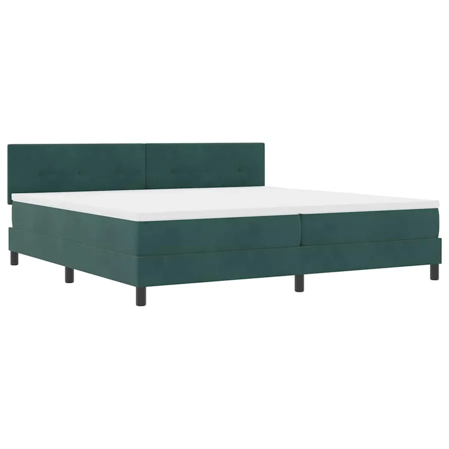 Lit à ressorts avec tête de lit Vert foncé 200 x 200 cm Velours - 3