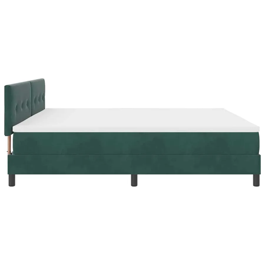 Lit à ressorts avec tête de lit Vert foncé 200 x 200 cm Velours - 7