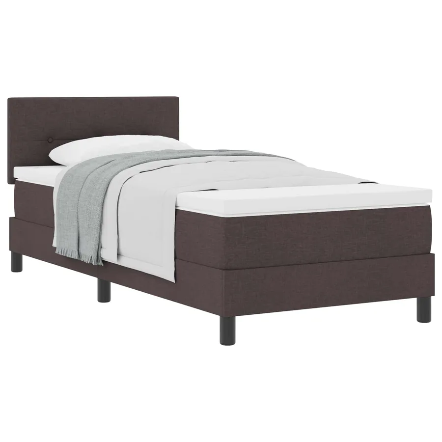 Lit à ressorts avec tête de lit Marron foncé 90 x 200 cm tissu - 2
