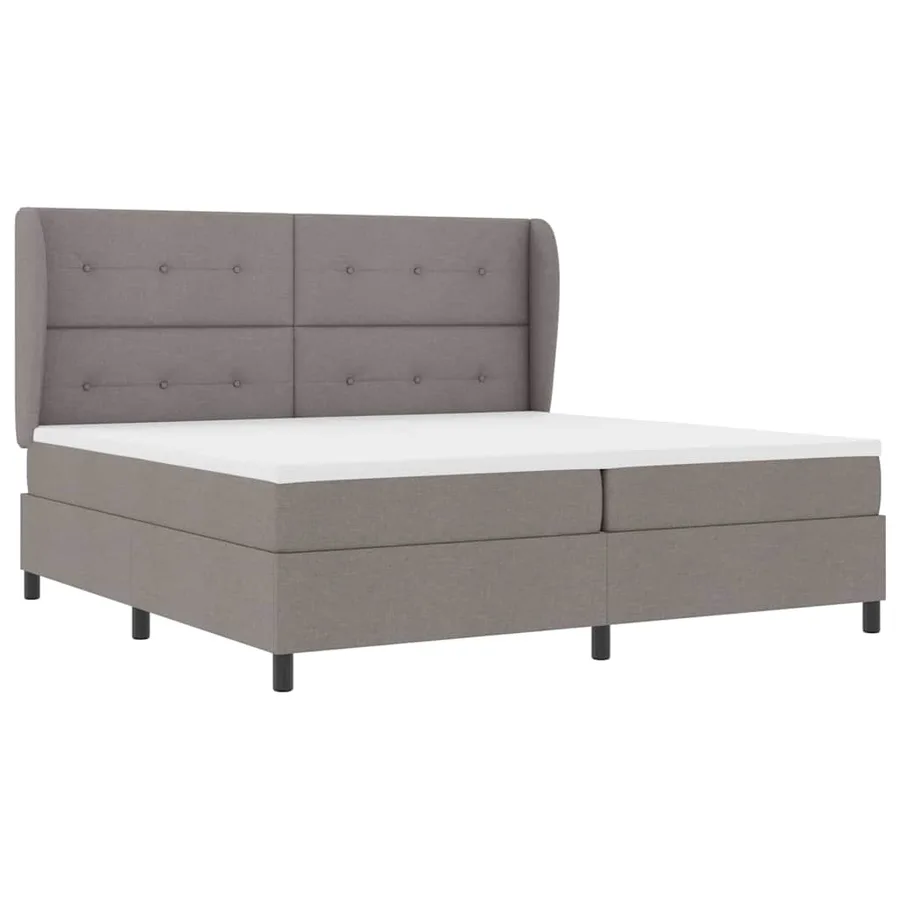 Lit à ressorts avec tête de lit Taupe 200 x 200 cm tissu - 5