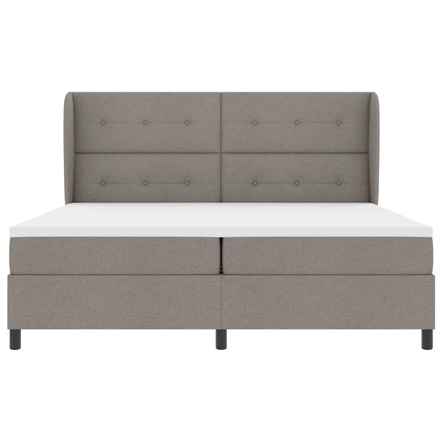 Lit à ressorts avec tête de lit Taupe 200 x 200 cm tissu - 7