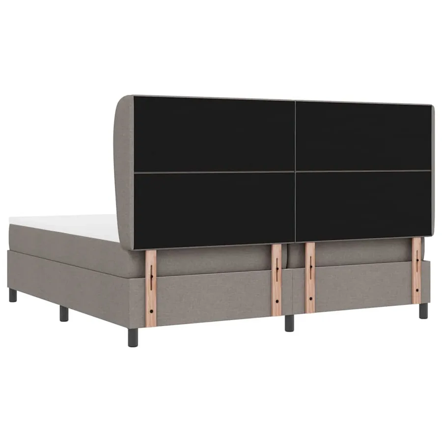 Lit à ressorts avec tête de lit Taupe 200 x 200 cm tissu - 9