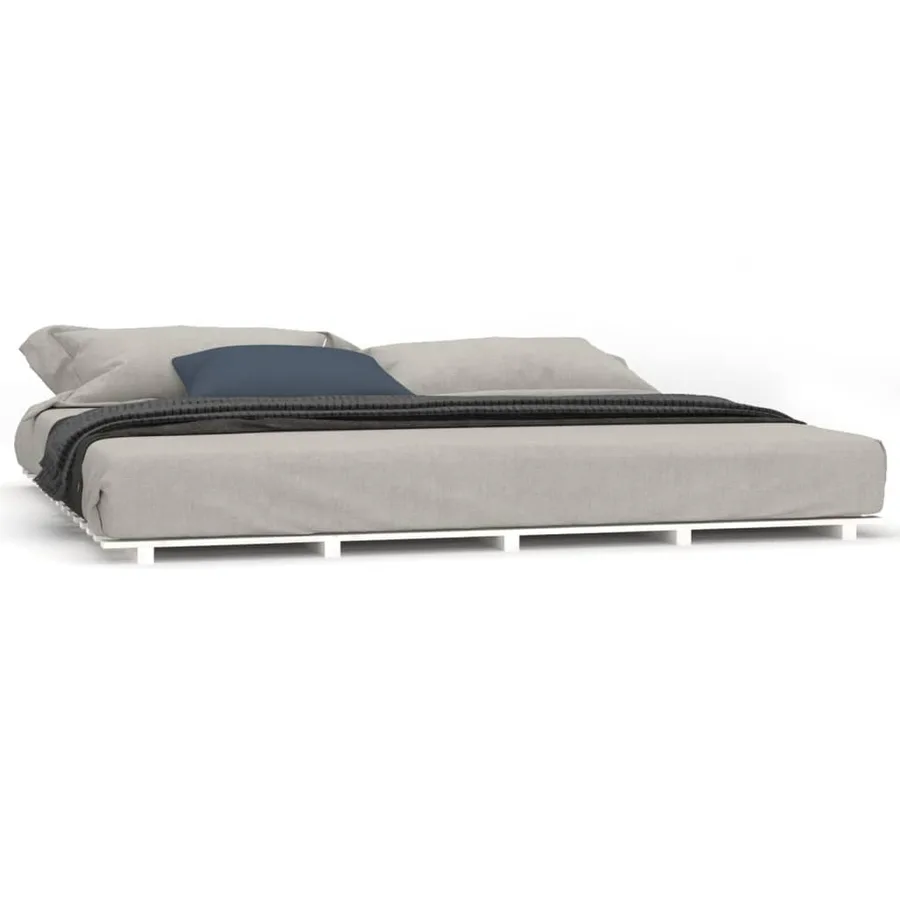 Cadre de lit sans matelas blanc 160x200 cm bois de pin massif - 2