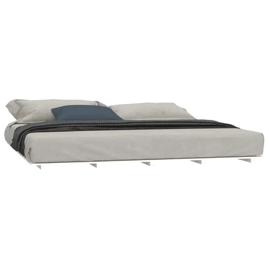 Cadre de lit sans matelas blanc 160x200 cm bois de pin massif - 3