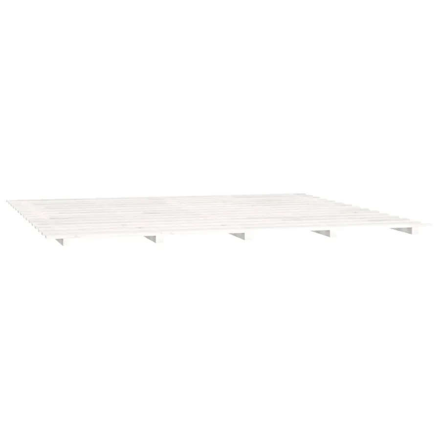 Cadre de lit sans matelas blanc 160x200 cm bois de pin massif - 4