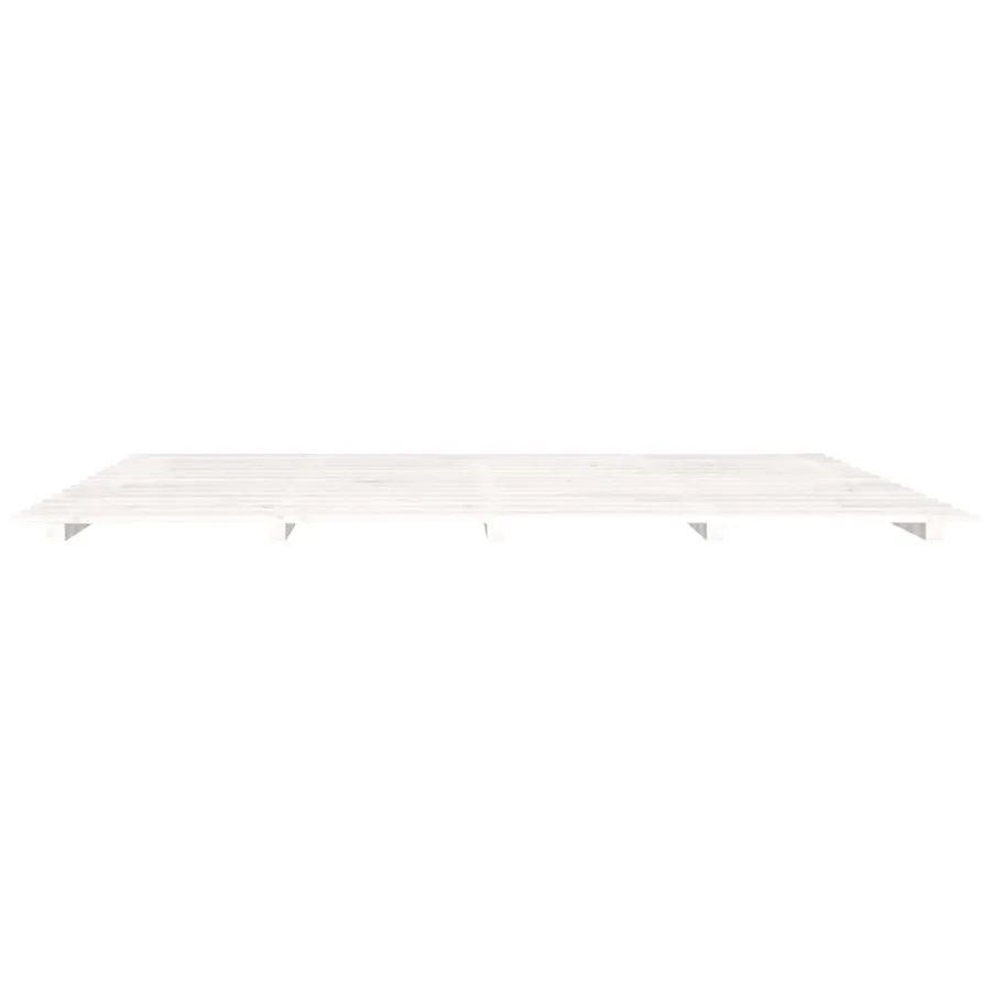 Cadre de lit sans matelas blanc 160x200 cm bois de pin massif - 5