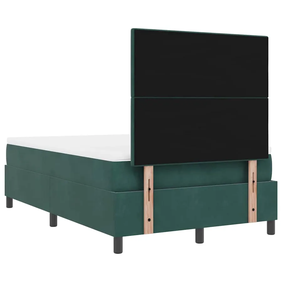 Lit à ressorts avec tête de lit Vert foncé 120 x 200 cm Velours - 9