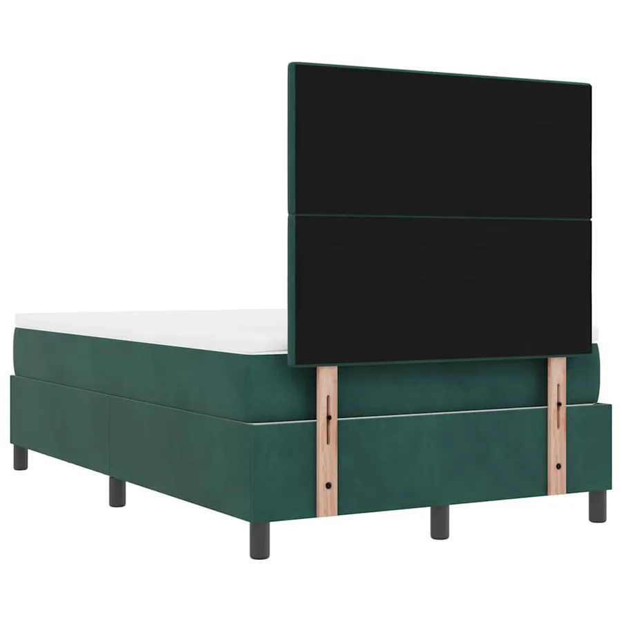 Lit à ressorts avec tête de lit Vert foncé 200 x 120 cm Velours - 10