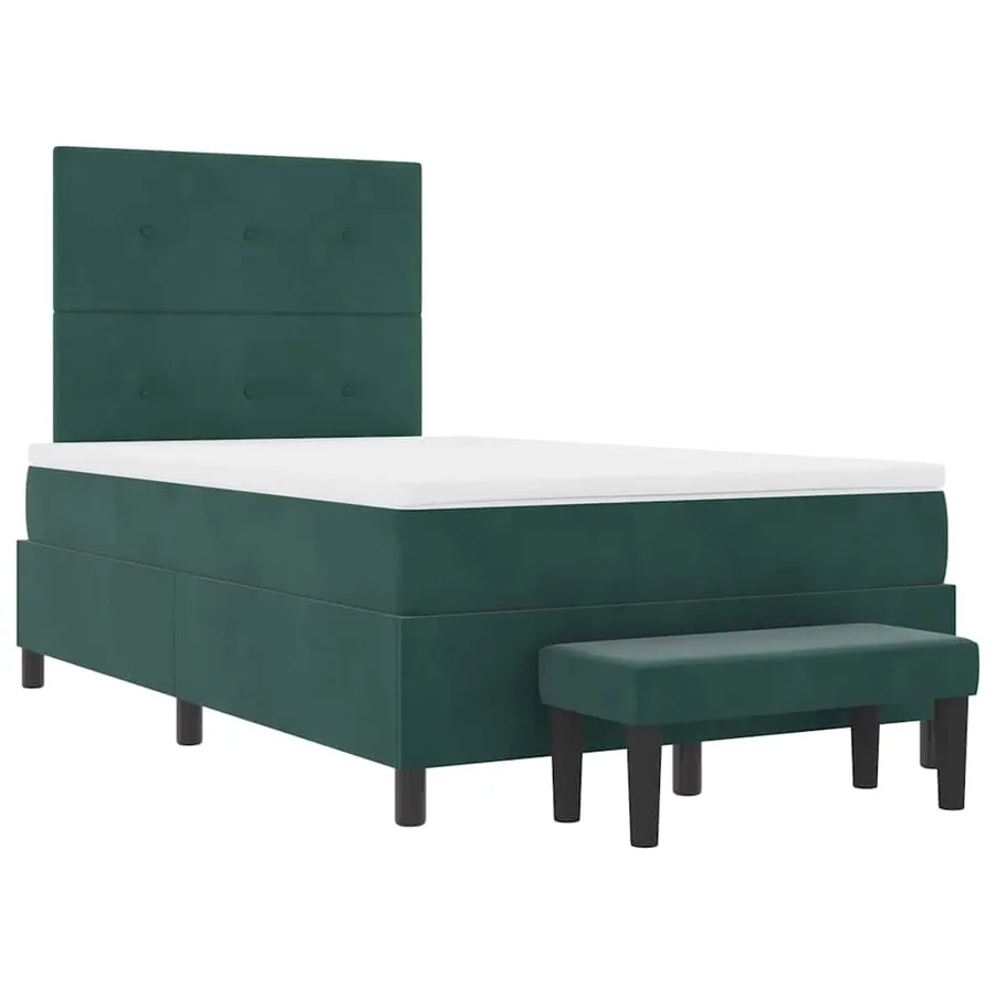 Lit à ressorts avec tête de lit Vert foncé 200 x 120 cm Velours - 7