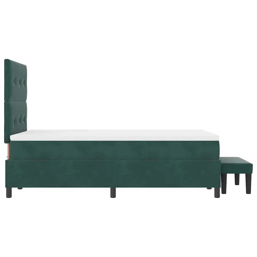 Lit à ressorts avec tête de lit Vert foncé 200 x 120 cm Velours - 9