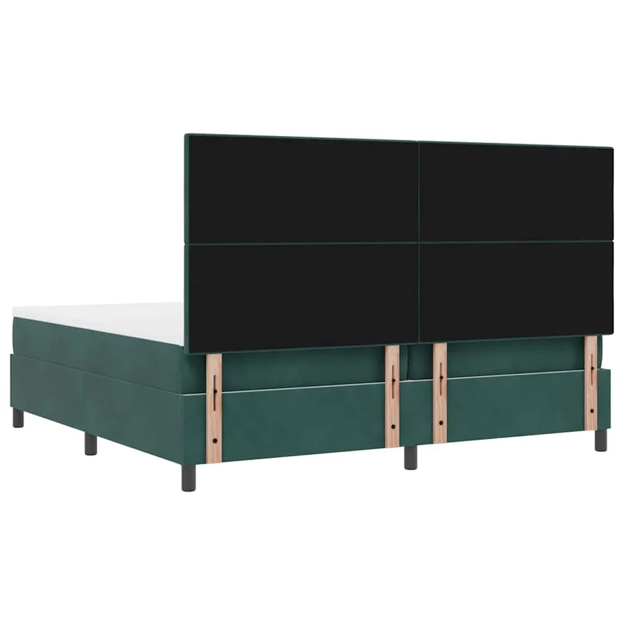 Lit à ressort LED Vert foncé 200 x 200 cm Velours - 8
