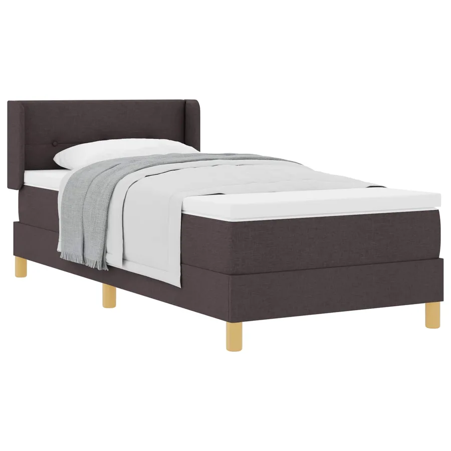 Lit à ressorts avec tête de lit Marron foncé 200 x 90 cm tissu - 2