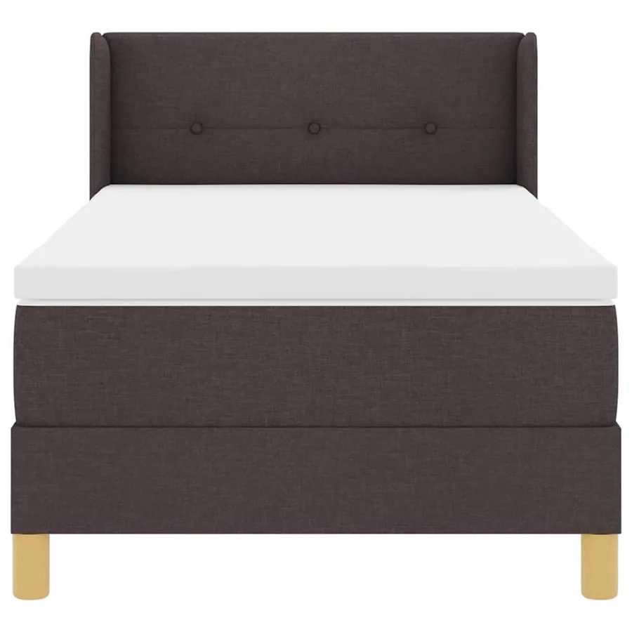 Lit à ressorts avec tête de lit Marron foncé 200 x 90 cm tissu - 7