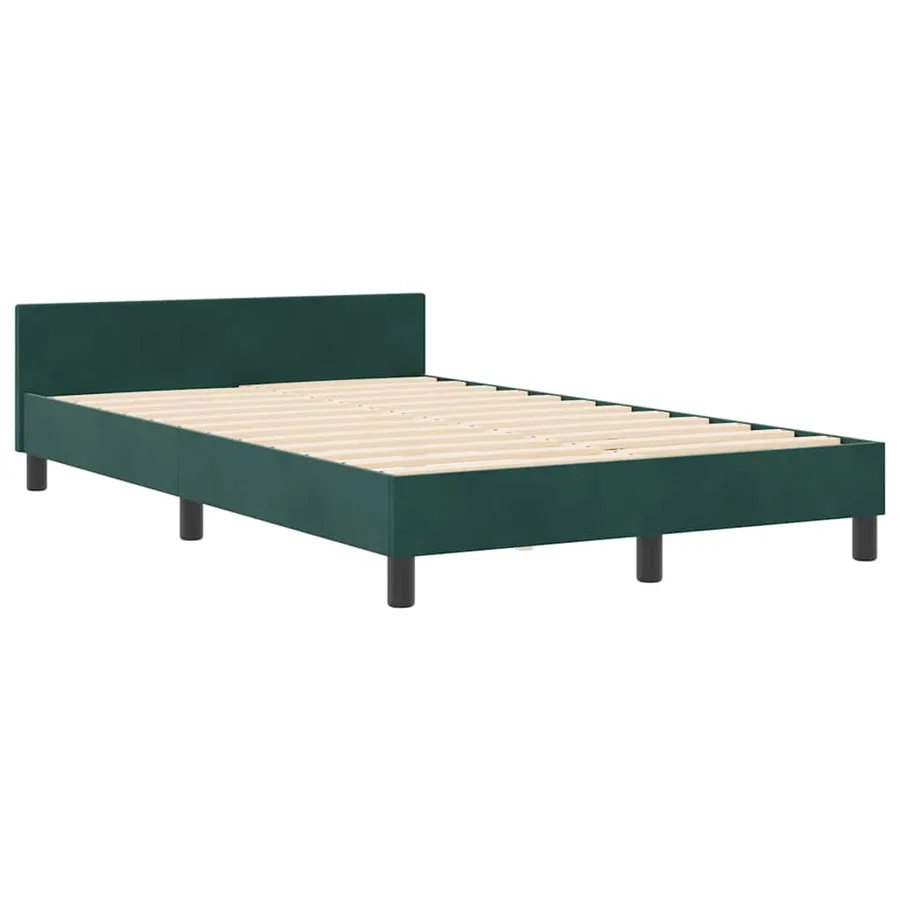 Lit à ressorts avec tête de lit Vert foncé 120 x 190 cm Velours - 4