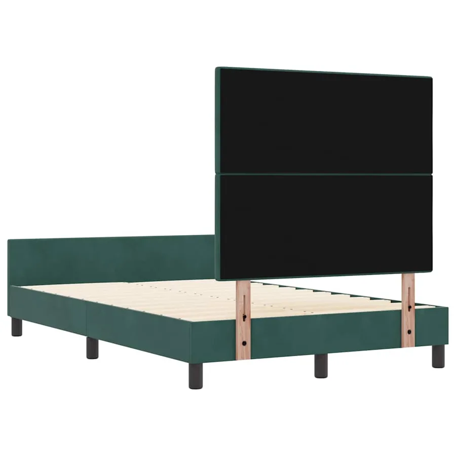 Lit à ressorts avec tête de lit Vert foncé 120 x 190 cm Velours - 9