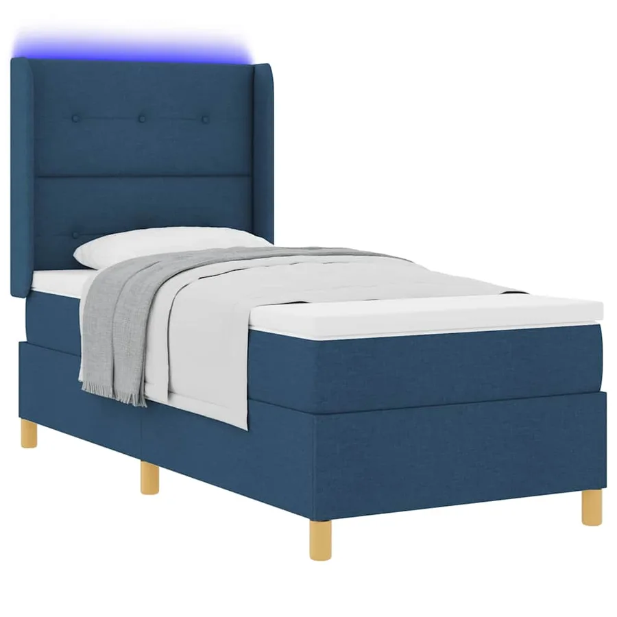 Lit à ressorts avec bandes LED Bleu 100 x 200 cm tissu - 3