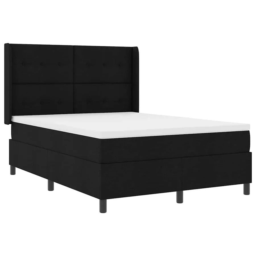 Lit à ressort LED avec tête de lit Noir 140 x 190 cm tissu - 2