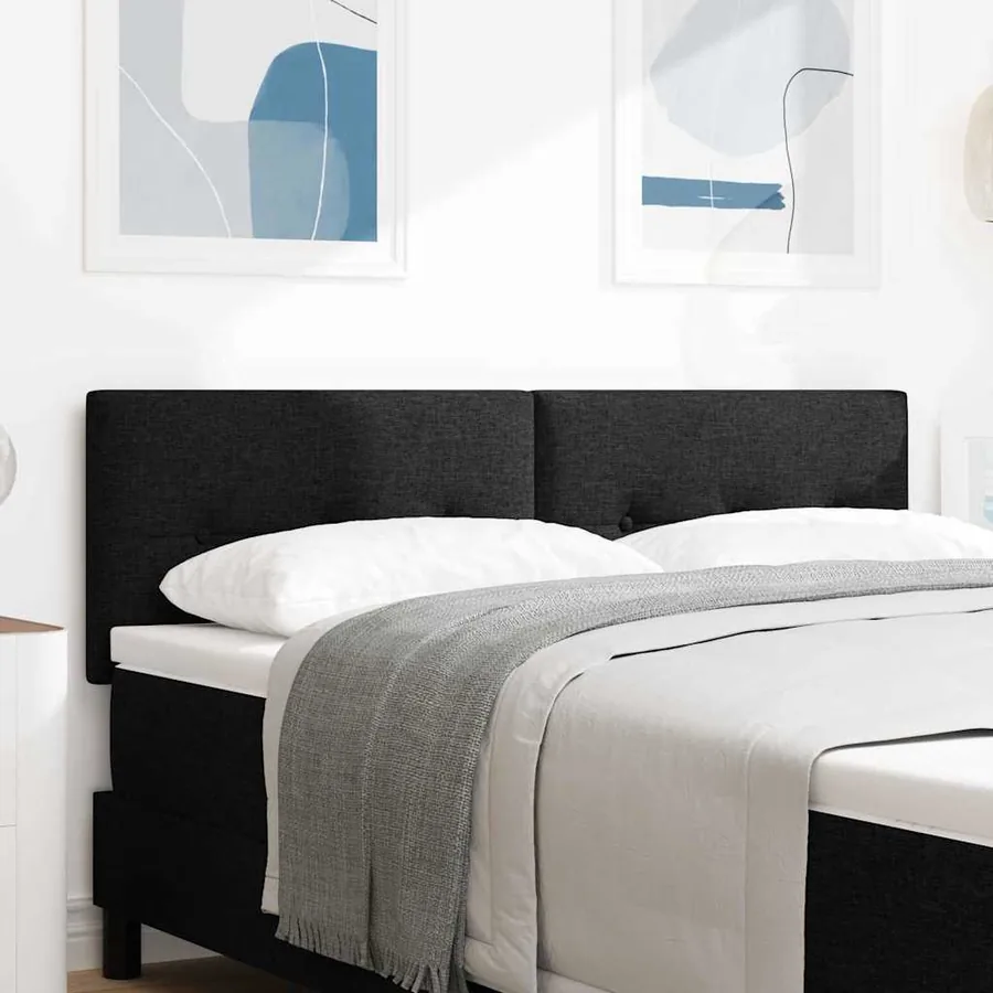 Tête de lit LED avec bandes LED Noir 144 cm tissu