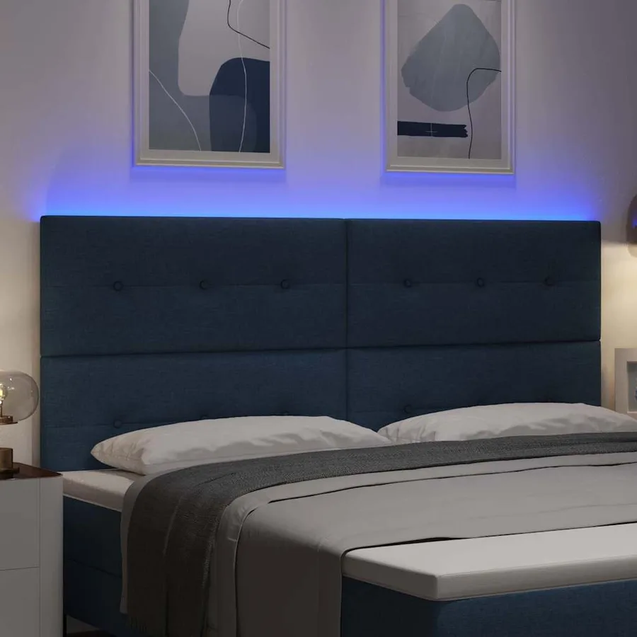 Tête de lit LED avec bandes LED Bleu 200 cm tissu - 4