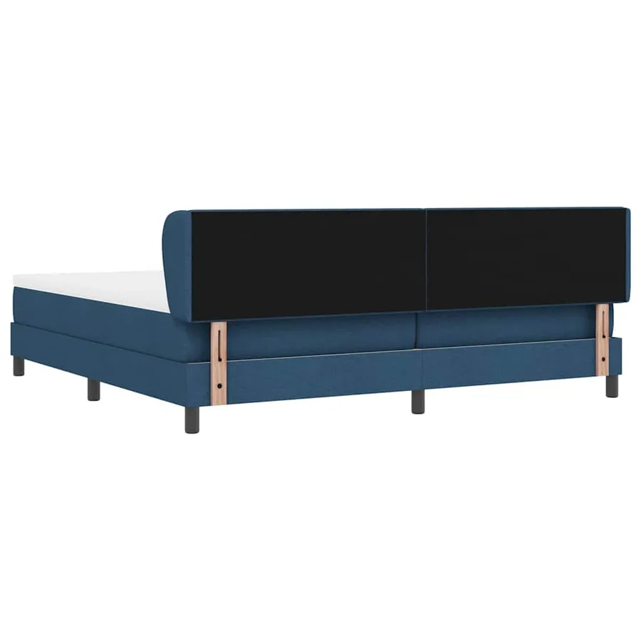 Lit à ressorts avec tête de lit Bleu 200 x 200 cm tissu - 9