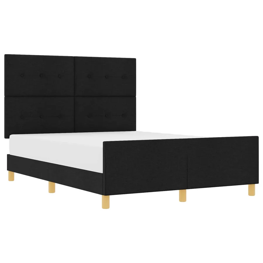 Cadre de lit avec tête de lit Noir 140 x 190 cm tissu - 2