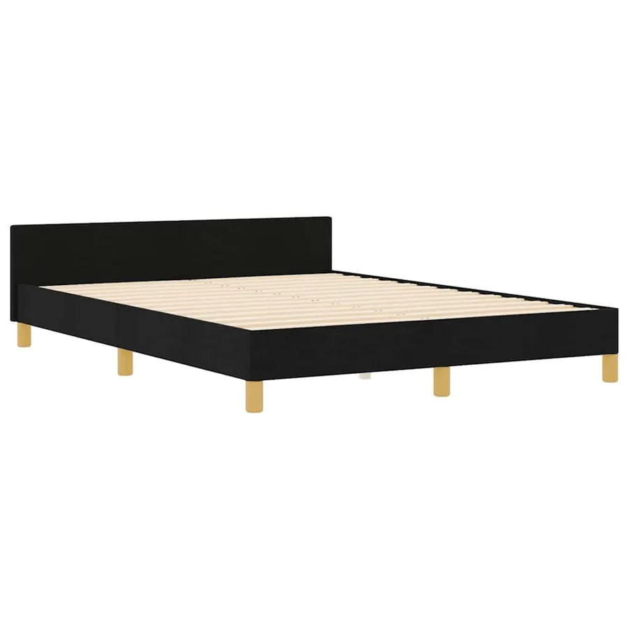 Cadre de lit avec tête de lit Noir 140 x 190 cm tissu - 4