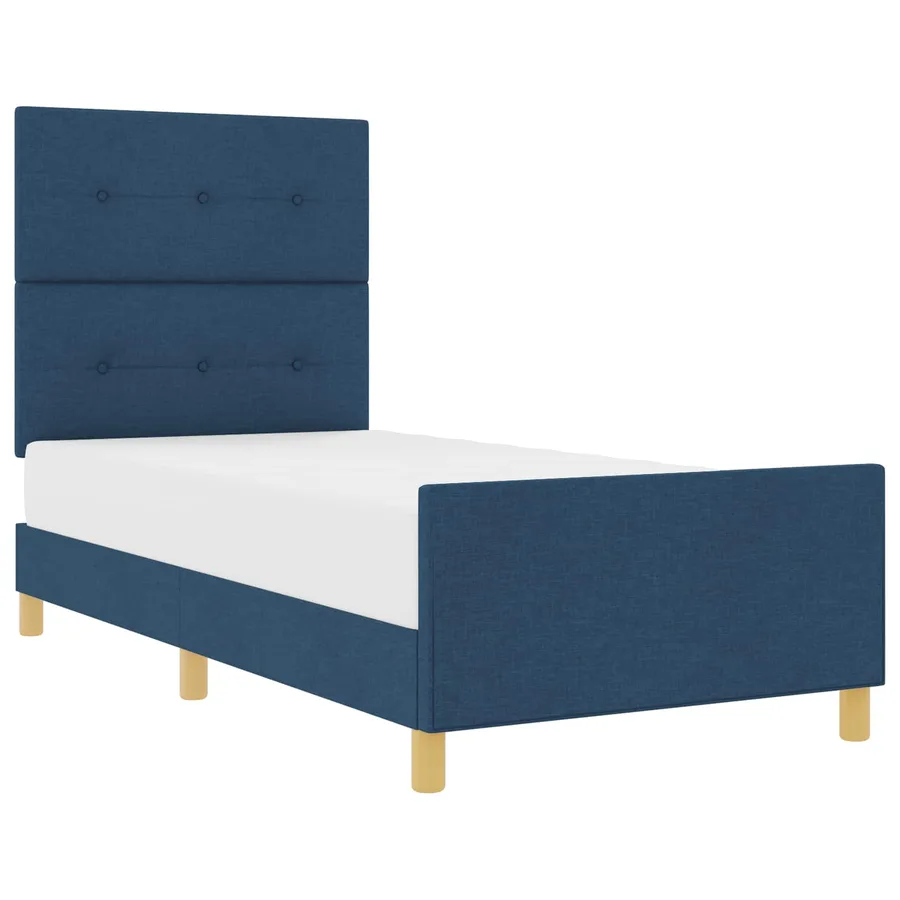 Cadre de lit avec tête de lit Bleu 100 x 200 cm tissu - 2