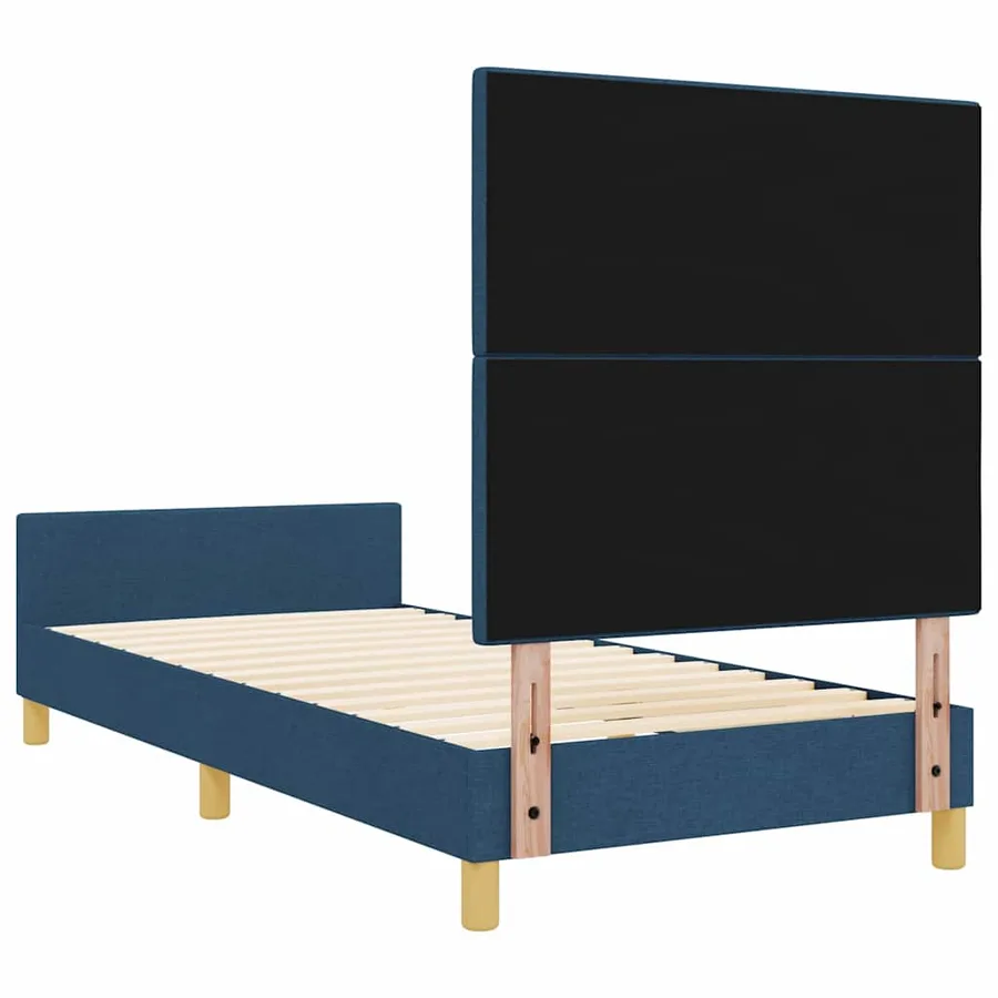 Cadre de lit avec tête de lit Bleu 100 x 200 cm tissu - 9