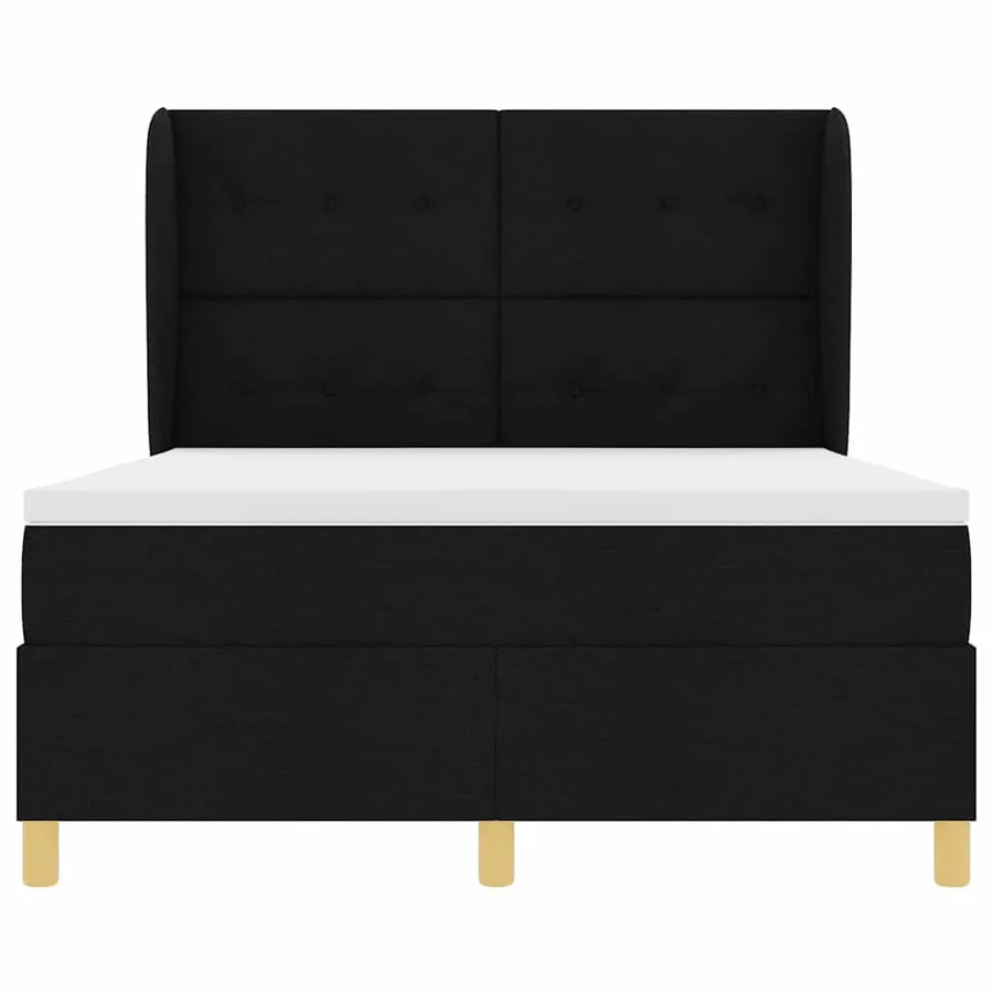 Lit à ressorts avec tête de lit Noir 190 x 140 cm tissu - 7