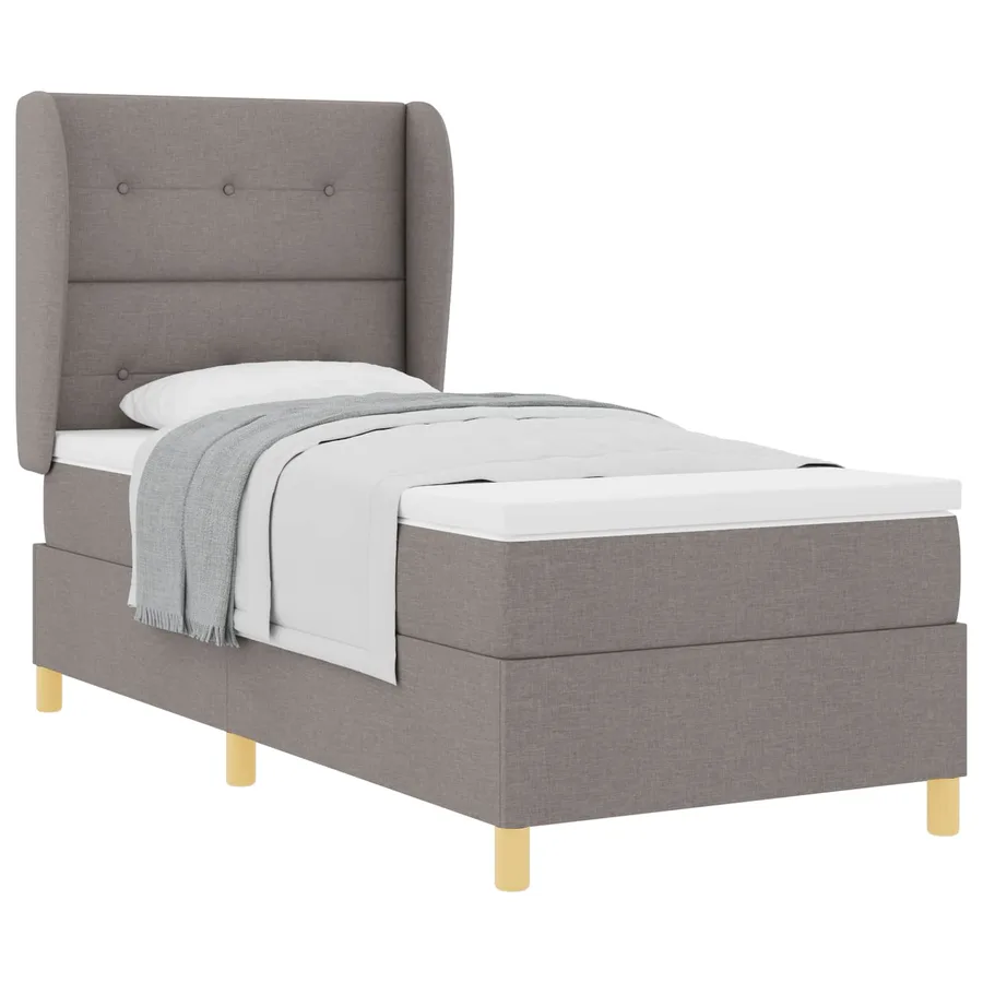 Lit à ressorts avec tête de lit Taupe 200 x 80 cm tissu - 2