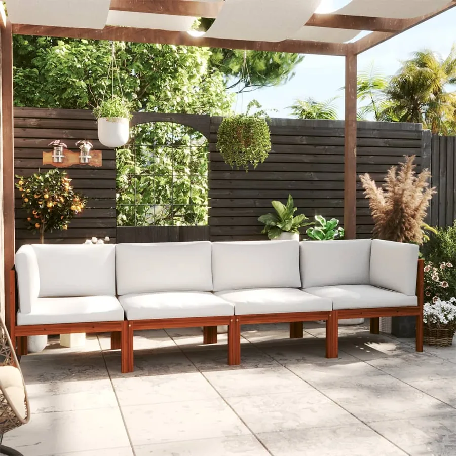Canapé de jardin 4 places avec coussin en bois d'acacia et corde