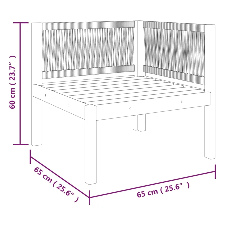 Canapé de jardin 4 places avec coussin en bois d'acacia et corde - 17
