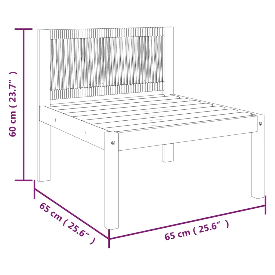 Canapé de jardin 4 places avec coussin en bois d'acacia et corde - 18