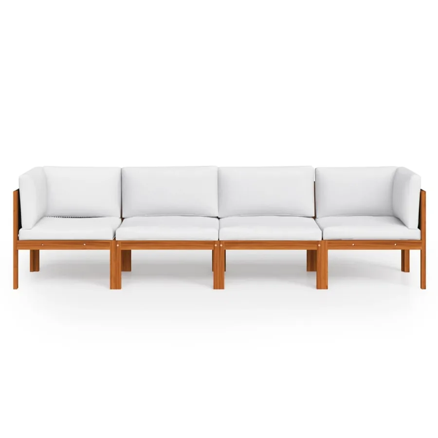 Canapé de jardin 4 places avec coussin en bois d'acacia et corde - 3