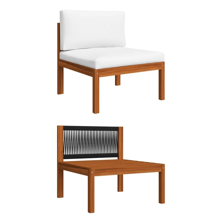 Canapé de jardin 4 places avec coussin en bois d'acacia et corde - 7