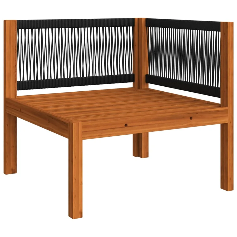Canapé de jardin 4 places avec coussin en bois d'acacia et corde - 9