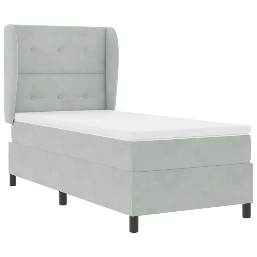 Lit à ressorts avec tête de lit Gris clair 200 x 80 cm Velours - 5