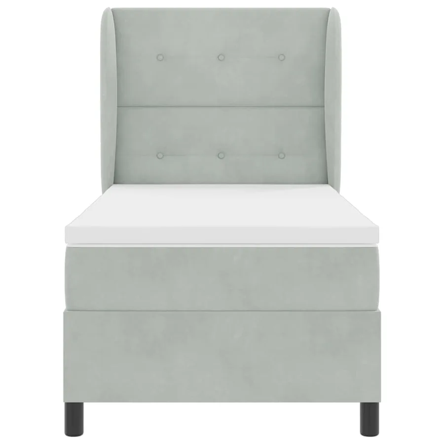 Lit à ressorts avec tête de lit Gris clair 200 x 80 cm Velours - 7