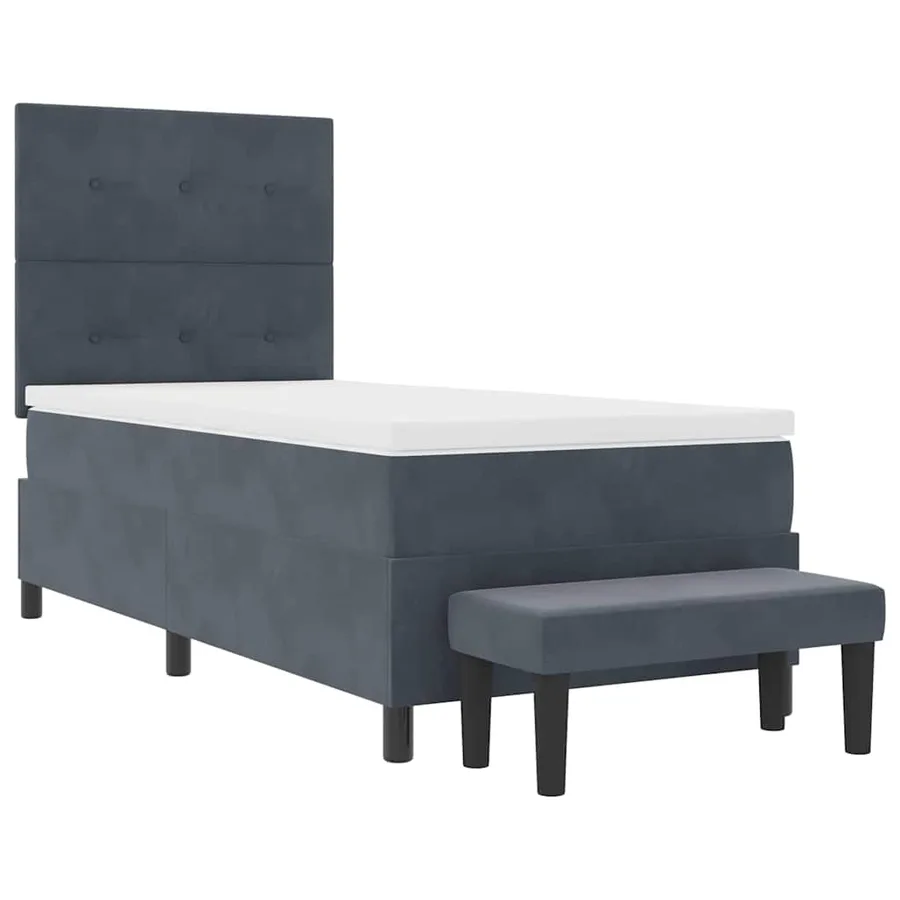 Lit à ressorts avec tête de lit Gris foncé 200 x 80 cm Velours - 7