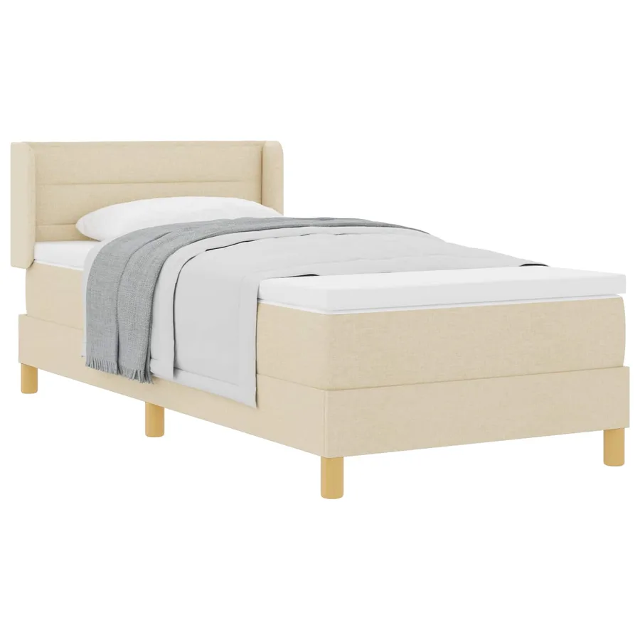 Lit à ressorts avec matelas Crème 200 x 80 cm tissu - 2