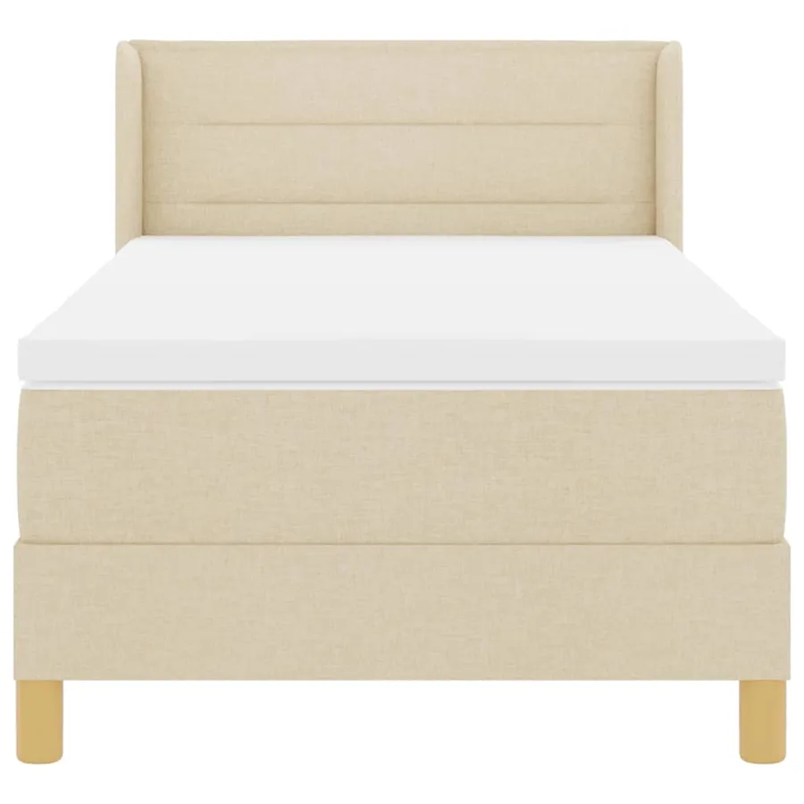 Lit à ressorts avec matelas Crème 200 x 80 cm tissu - 7
