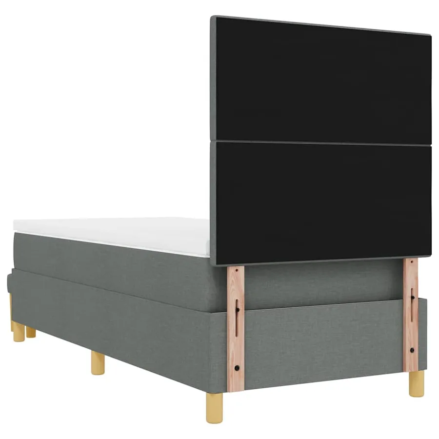 Lit à ressorts avec tête de lit Gris foncé 200 x 80 cm tissu - 10