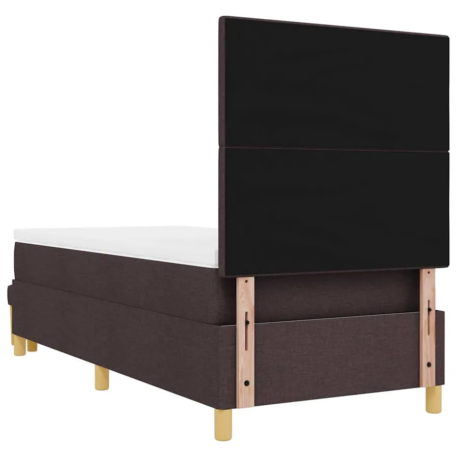 Lit à ressorts avec tête de lit Marron foncé 200 x 80 cm tissu - 10