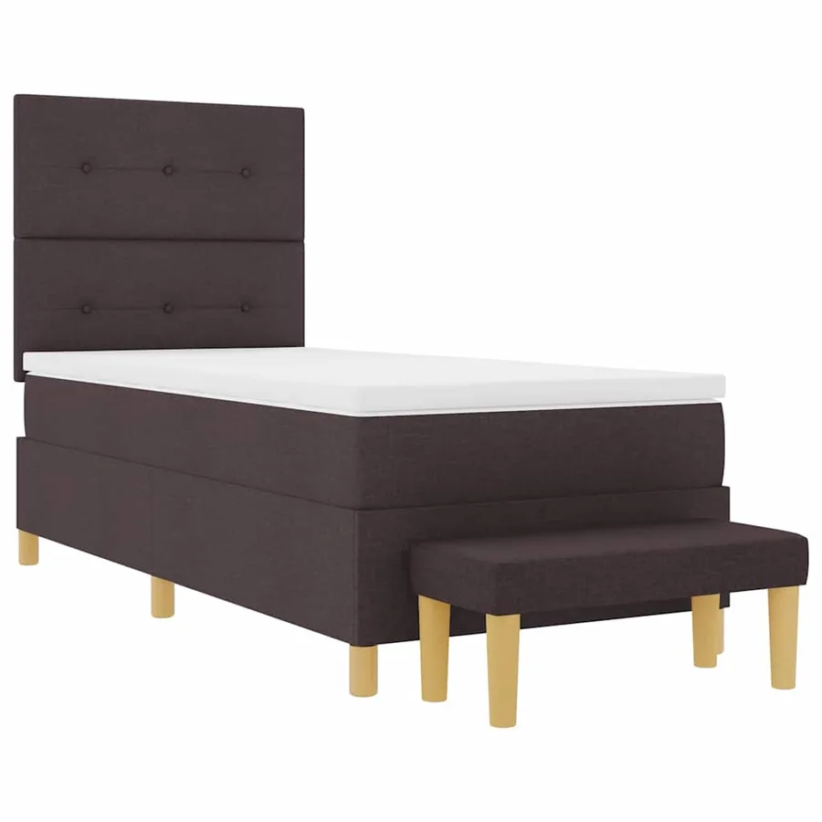 Lit à ressorts avec tête de lit Marron foncé 200 x 80 cm tissu - 7