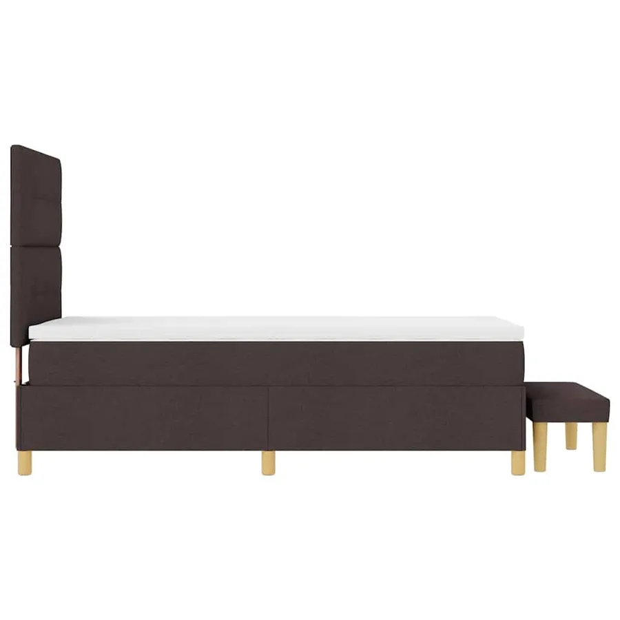 Lit à ressorts avec tête de lit Marron foncé 200 x 80 cm tissu - 9