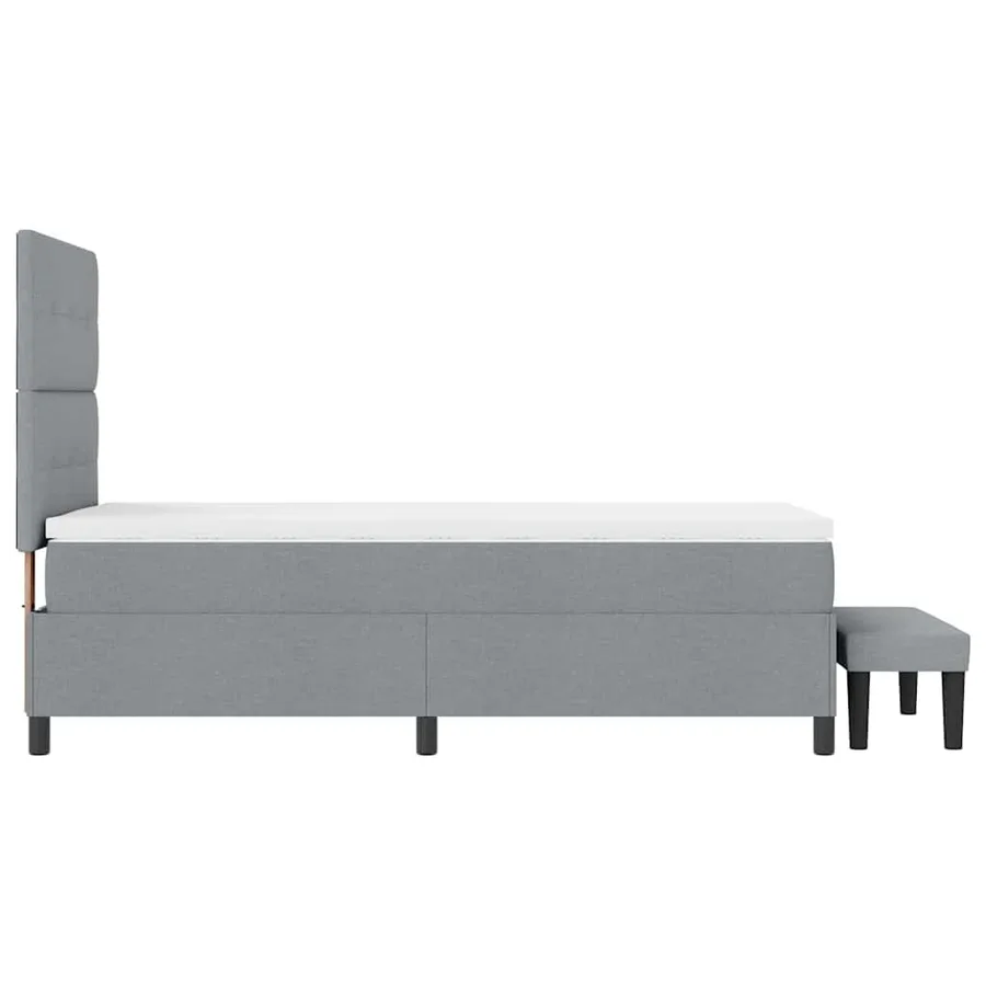 Lit à ressorts avec tête de lit Gris clair 80 x 200 cm tissu - 9