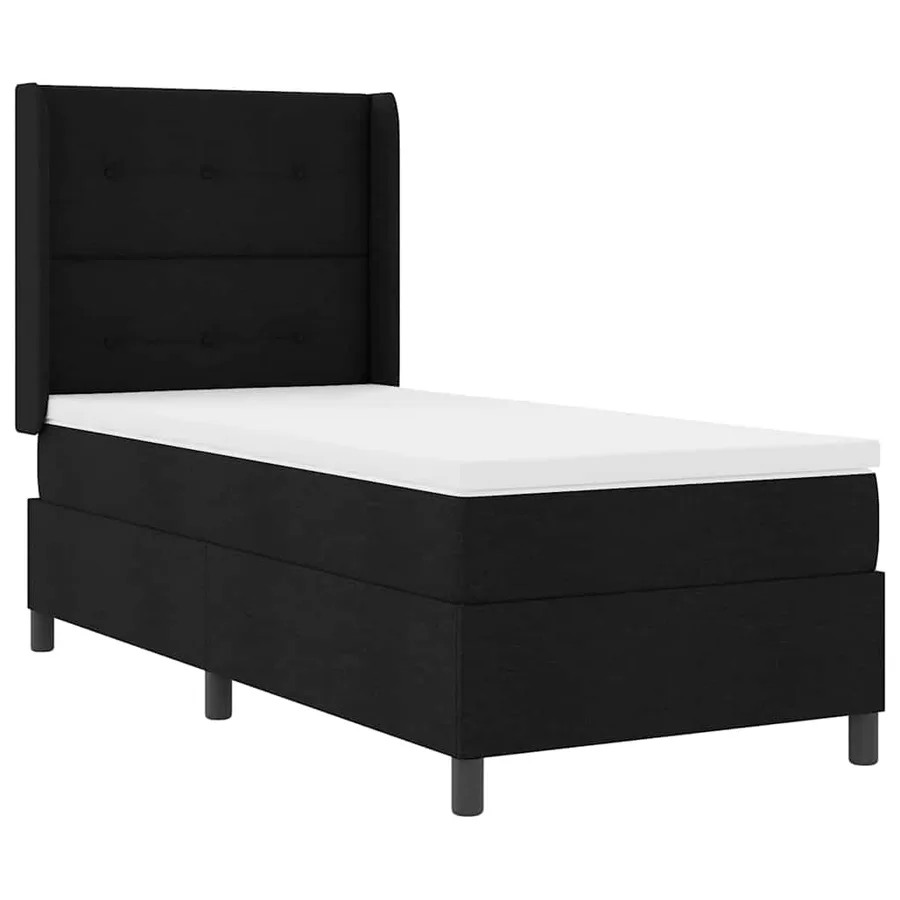 Lit à ressort LED avec tête de lit Noir 80 x 200 cm tissu - 2