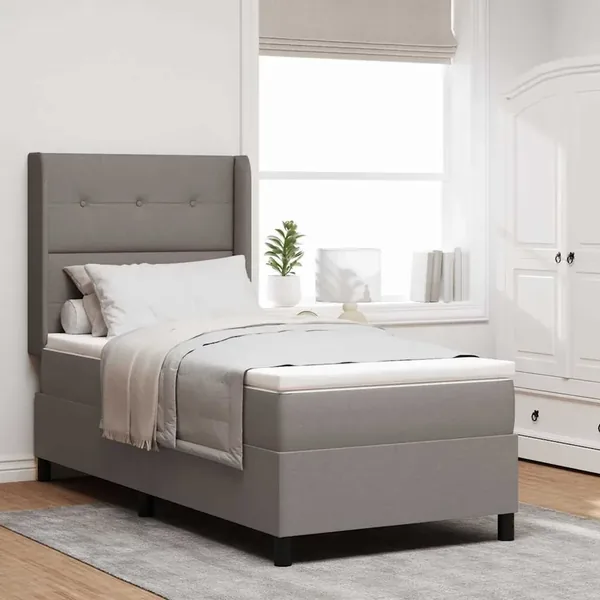 Lit à ressort LED avec coussin Taupe 80 x 200 cm tissu