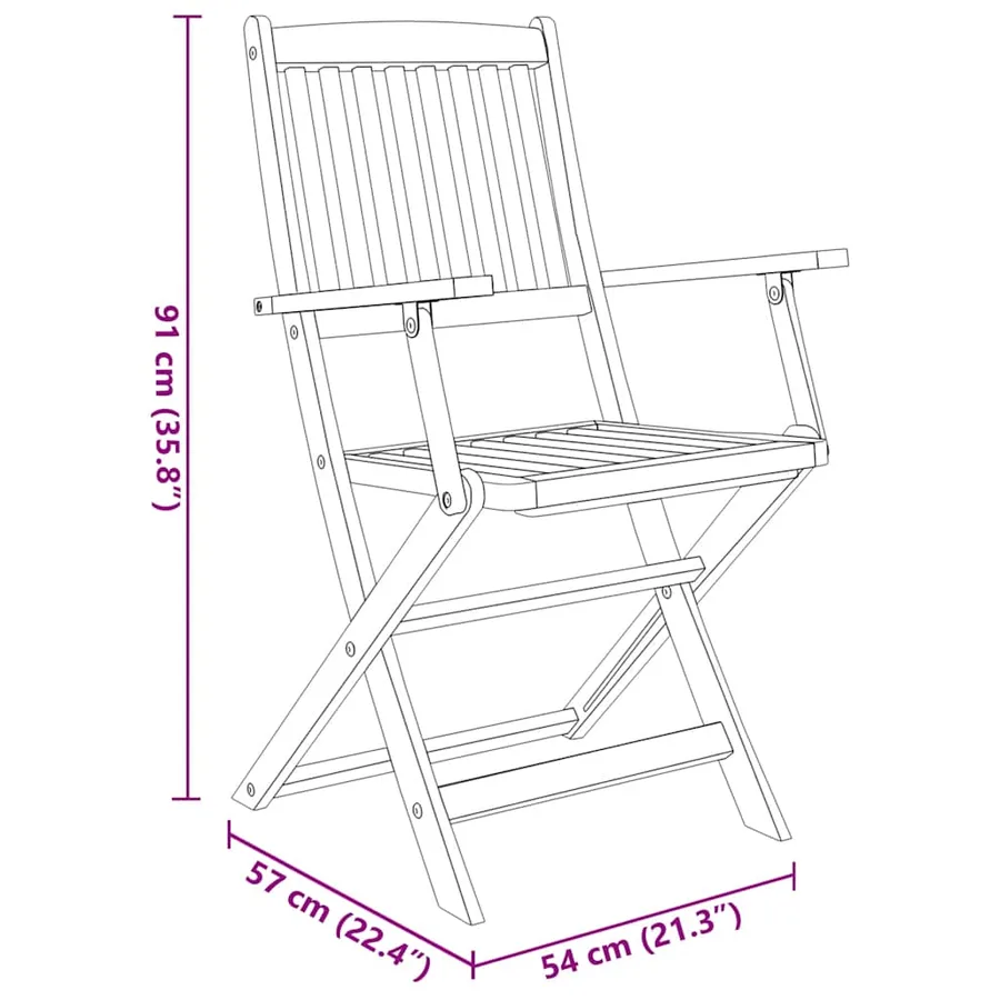 Ensemble à manger de jardin pliable 5 pcs Bois d'acacia solide - 7