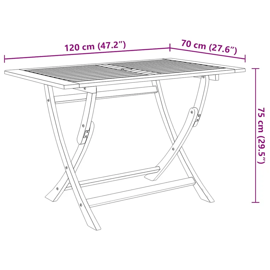Ensemble à manger de jardin pliable 5 pcs Bois d'acacia solide - 8
